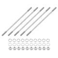 5pcs Double Ended Stud Screws M8x200mm 304 Stainless Steel Dual Threaded Rod Bolts With Nuts And Flat Lock Washers End Screw