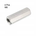 Uxcell M6 X 1-pitch 30mm Length 304 Stainless Steel Metric Hex Coupling Nut 4pcs