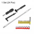 Uxcell Flexible Drill Bit Extension Kits 24pcs Screwdriver Set 1 4 Hex Shank Screw Driver Kit Handle Tools With 300mm Shaft