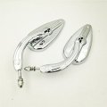 Xkh- Chromed Aluminum Teardrop Shape Skull Zombie Emblem Mirrors Compatible With Sportster Dyna Touring Wide Glide Efi Fxdwgi