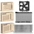 A-premium Engine Coolant Radiator A C Condenser Cooling Fan Assembly Compatible With Honda Fit 2007-2008 1 5l Automatic