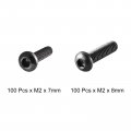 Uxcell M2x8mm M2x7mm Thread 10 9 Alloy Steel Button Head Hex Socket Cap Screw Bolt 200pcs