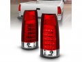 Amerilite For 1988-1999 Chevy Gmc Full Size C K Pickup Truck Tahoe Suburban Crystal Red Led Replacement Tail Lights Assembly