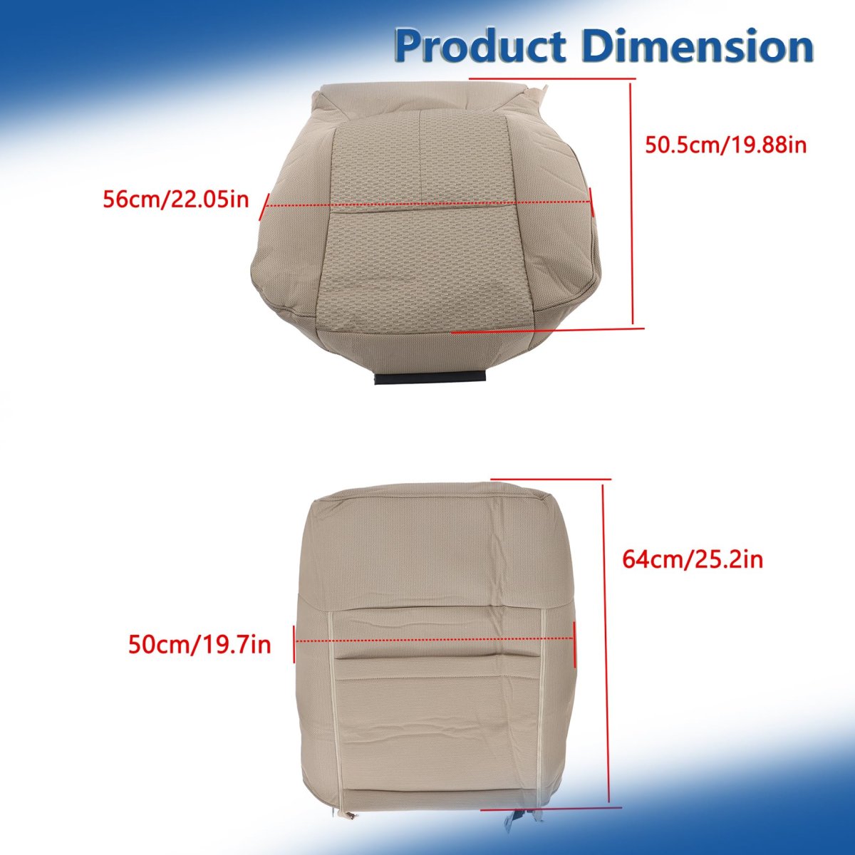 2pcs Tan Cloth Seat Cover Front Passenger Side Bottom And Top Lean Back Replacement For F150 Xlt 2011-2014