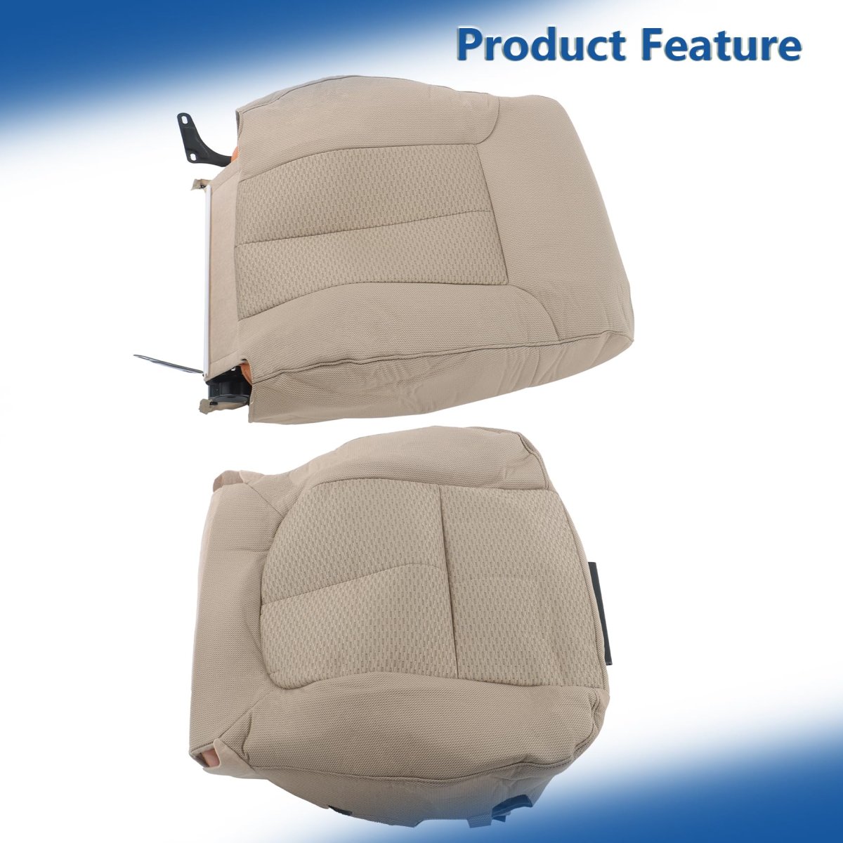 2pcs Tan Cloth Seat Cover Front Passenger Side Bottom And Top Lean Back Replacement For F150 Xlt 2011-2014