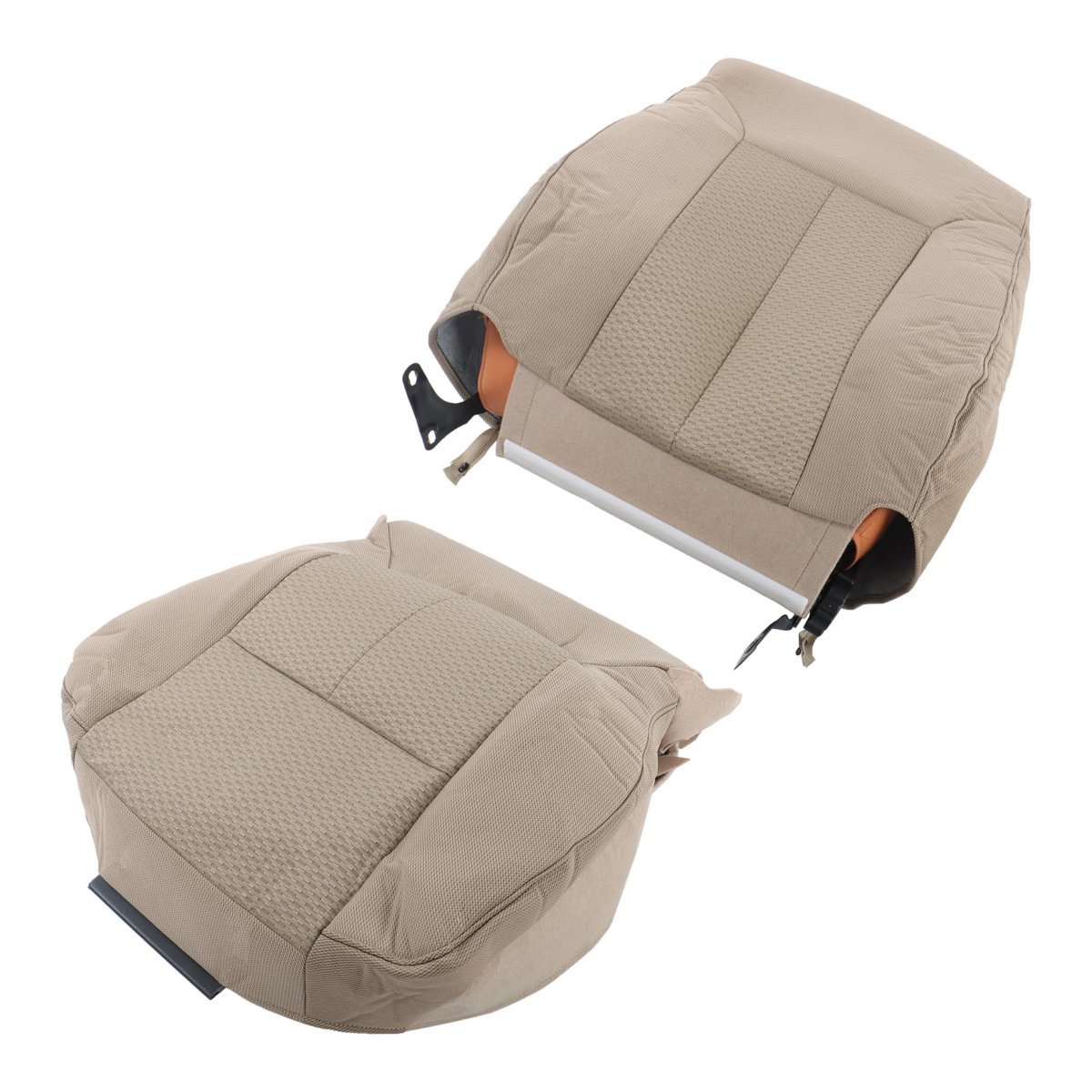 2pcs Tan Cloth Seat Cover Front Passenger Side Bottom And Top Lean Back Replacement For F150 Xlt 2011-2014
