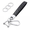 Ohkyoot Microfiber Leather Car Keychain Wrist Lanyard Wristlet Universal Key Holder For Men And Women Black Silver 