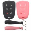 Kcpros 2pcs Rubber Silicone 6 Buttons Smart Key Fob Cover Case Protector Keyless With Keychain For Cadillac Escalade 2015 2016 