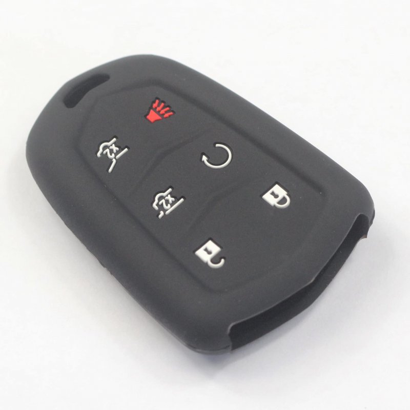 Kcpros 2pcs Rubber Silicone 6 Buttons Smart Key Fob Cover Case Protector Keyless With Keychain For Cadillac Escalade 2015 2016
