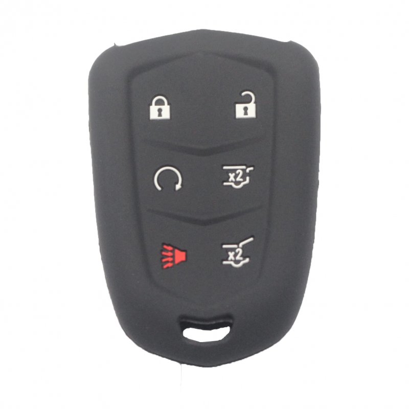 Kcpros 2pcs Rubber Silicone 6 Buttons Smart Key Fob Cover Case Protector Keyless With Keychain For Cadillac Escalade 2015 2016