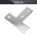Mromax 5pcs T-shaped Repair Plate 35 X 3 Lxw Carbon Steel Nickel Plated Surface Plane Connection Angle Bracket Gusset