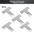 Mromax 5pcs T-shaped Repair Plate 35 X 3 Lxw Carbon Steel Nickel Plated Surface Plane Connection Angle Bracket Gusset