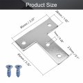 Mromax 5pcs T-shaped Repair Plate 35 X 3 Lxw Carbon Steel Nickel Plated Surface Plane Connection Angle Bracket Gusset