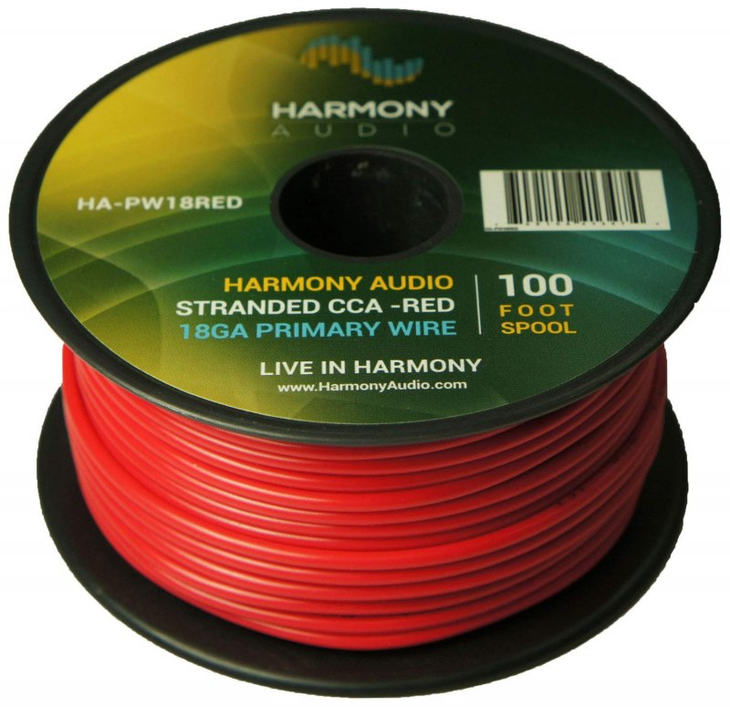 Harmony Audio Primary Single Conductor 18 Gauge Power Or Ground Wire 4 Rolls 400 Feet Red Black For Car Trailer Model Train