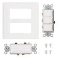 Baomain 2-decora Traditional Single Pole Dual Combination Switch Triple Rocker With Ground Screw 120 Vac 15 A 2-gang Wall Plate