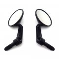 Httmt- Usmt252-030-bk 1 Pair Of Black Aluminum Motorcycle Universal 7 8 Handle Bar End Round Side Rear View Mirrors For Most