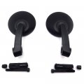 Httmt- Usmt252-030-bk 1 Pair Of Black Aluminum Motorcycle Universal 7 8 Handle Bar End Round Side Rear View Mirrors Compatible