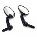 Httmt- Usmt252-030-bk 1 Pair Of Black Aluminum Motorcycle Universal 7 8 Handle Bar End Round Side Rear View Mirrors For Most