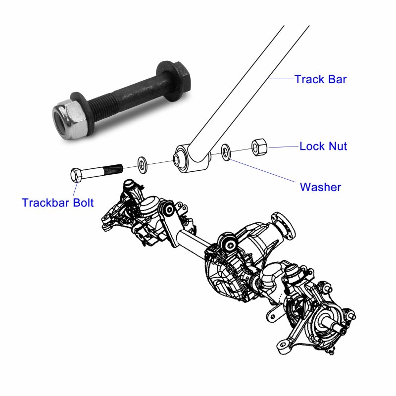 Jk Track Bar Bolts For Jeep 07-18 Wrangler Jku Grade 12 9 High Tensile Alloy Steel Shoulder Bolt Upgrade Kit M14 X 3 15 In Set