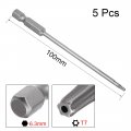 Uxcell 5 Pcs T7 Magnetic Torx Screwdriver Bits 1 4 Inch Hex Shank 3 94-inch Length S2 Security Tamper Proof Screw Driver Kit