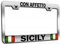 Con Affetto Sicily Italian Italy Chrome Metal License Plate Frame Tag Holder N60 