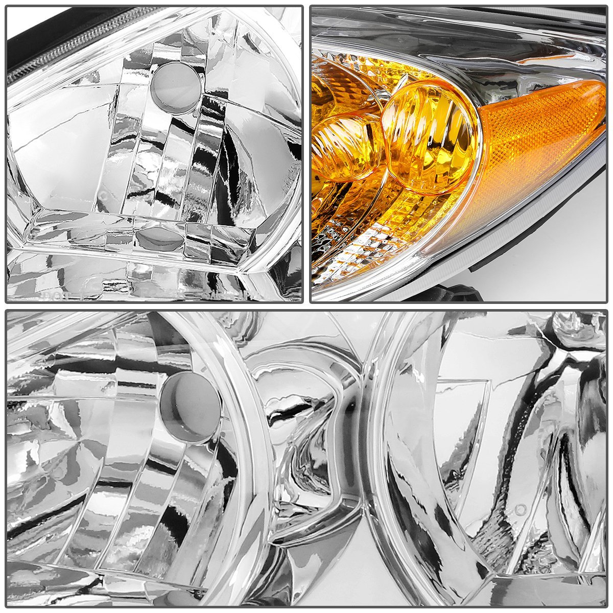 Auto Dynasty Chrome Housing Amber Corner Headlight Head Lamps Tool Kit For Camry 02-04
