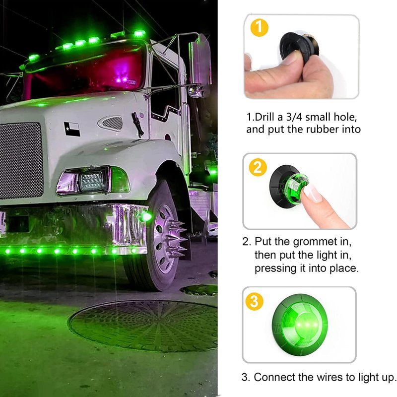 10pcs 3 4 In Round Clearance Led Rear Side Indicator Marker Lights Waterproof Green Signal Lamps For Car Truck Boat Pickup Rv
