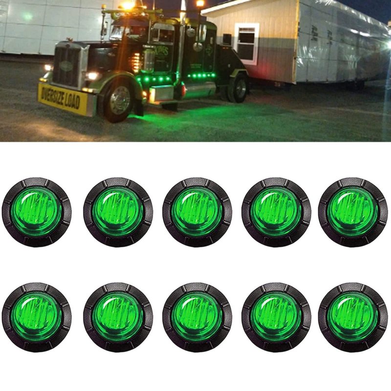 10pcs 3 4 In Round Clearance Led Rear Side Indicator Marker Lights Waterproof Green Signal Lamps For Car Truck Boat Pickup Rv