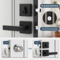 Ehomeware Black Door Handleset With Single Cylinder Deadbolt Reversible For Right And Left Side Keyed Square Lock Set Handle