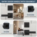 Ehomeware Black Door Handleset With Single Cylinder Deadbolt Reversible For Right And Left Side Keyed Square Lock Set Handle