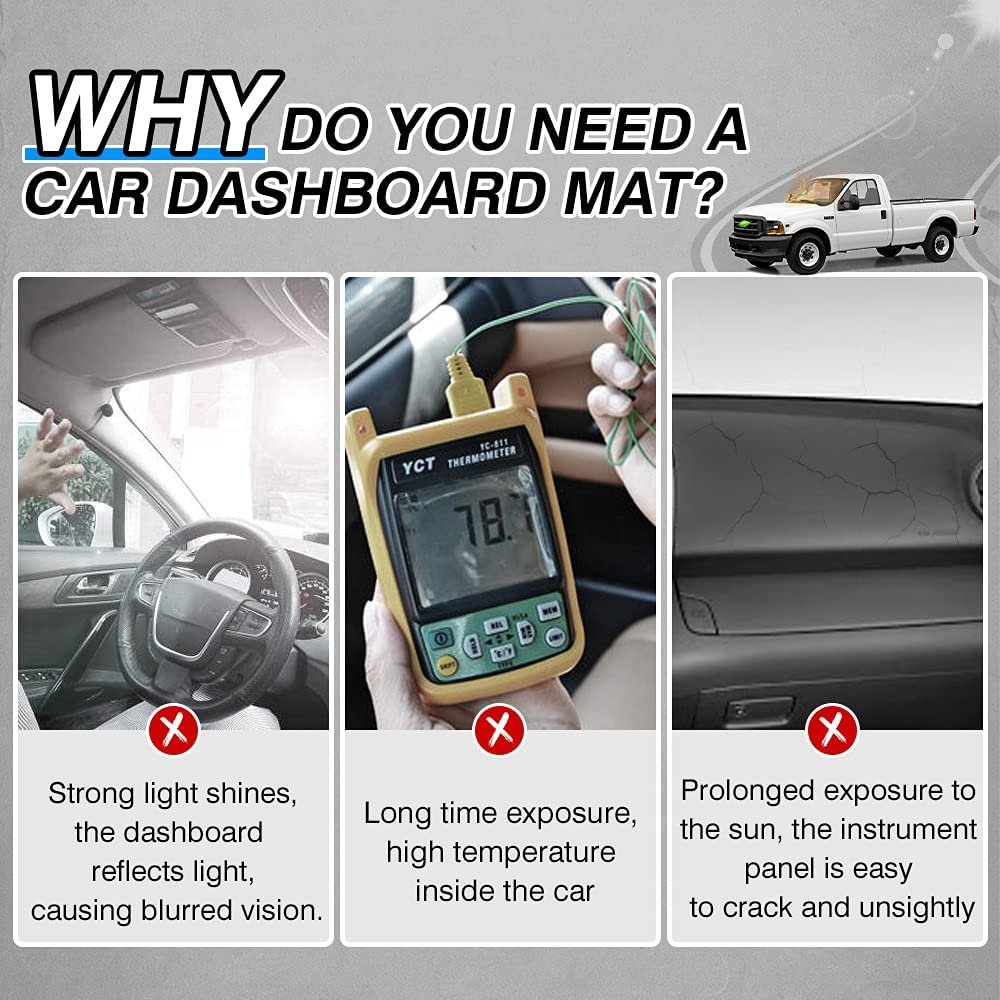 Cartist Dash Cover Fits Ford F250 F350 F450 1999-2004 Dashboard Mat For Accessories Non-slip Carpet Sunshield Glare Uv Rays