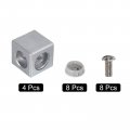 Uxcell 4set 30x30x30mm 2-way Corner Bracket Cube Aluminum Alloy Block For 2020 Series Extrusion Profile With Screws