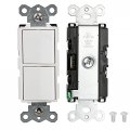 Baomain Duplex Rocker Switch 15 Amp 120 Volt Single-pole Ac Combination Commercial Grade Grounding Ul Cul White 2pcs