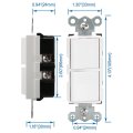 Baomain Duplex Rocker Switch 15 Amp 120 Volt Single-pole Ac Combination Commercial Grade Grounding Ul Cul White 2pcs