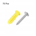 Uxcell 6 X 26mm Plastic Expansion Tube For Drywall With Screws Yellow 75pcs