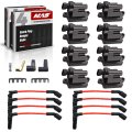 Set Of 8 Square Ignition Coil Uf271 Iridium Spark Plugs And 5mm Red Wires For Silverado Suburban Gmc Hummer Avalanche Savana