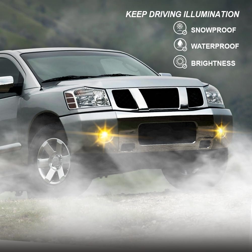 Bumper Fog Lights With Bulbs For Nissan Titan 2004 2015 And Armada 2005 2007 Yellow Lens Front Lower Driving Lamps Left Right
