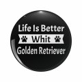 Golden Retriever Dog Design Keychain Double Sided Stainless Steel 3d Resin Encased Key Ring 1 25 In Round Novelty Accessory For