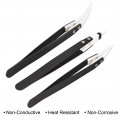 Precision Ceramic Tweezers Set Non-conductive Heat Resistant Anti-static Straight Round Curved Small 3 Pack
