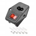 Uxcell C8-8 Panel Mount Plug Adapter 250v 6a 2p Iec Inlet Module Power Connector Socket Straight With 3p Red Light Fuse Switch