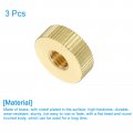 Uxcell Knurled Thumb Nuts 3pcs M8 X D20mm H7mm Brass Flat Head Blind Hole With Collar Round Knobs Fasteners For 3d Printer