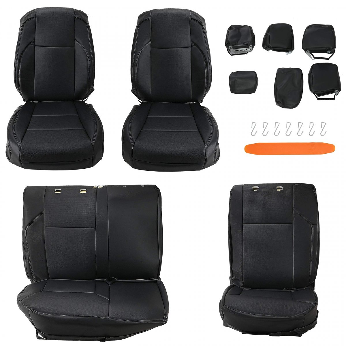 Seat Covers Sets For 2016-2023 Toyota Tacoma Double Cab W Manual Adjustable Black Driver