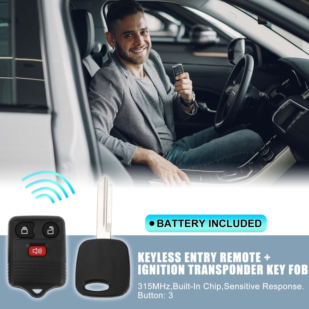 315mhz Cwtwb1u345 Keyless Entry Remote Ignition Transponder Key Fob Ford F-150 F-250 F-350 1998-2003 For Explorer 1998-2000 4c