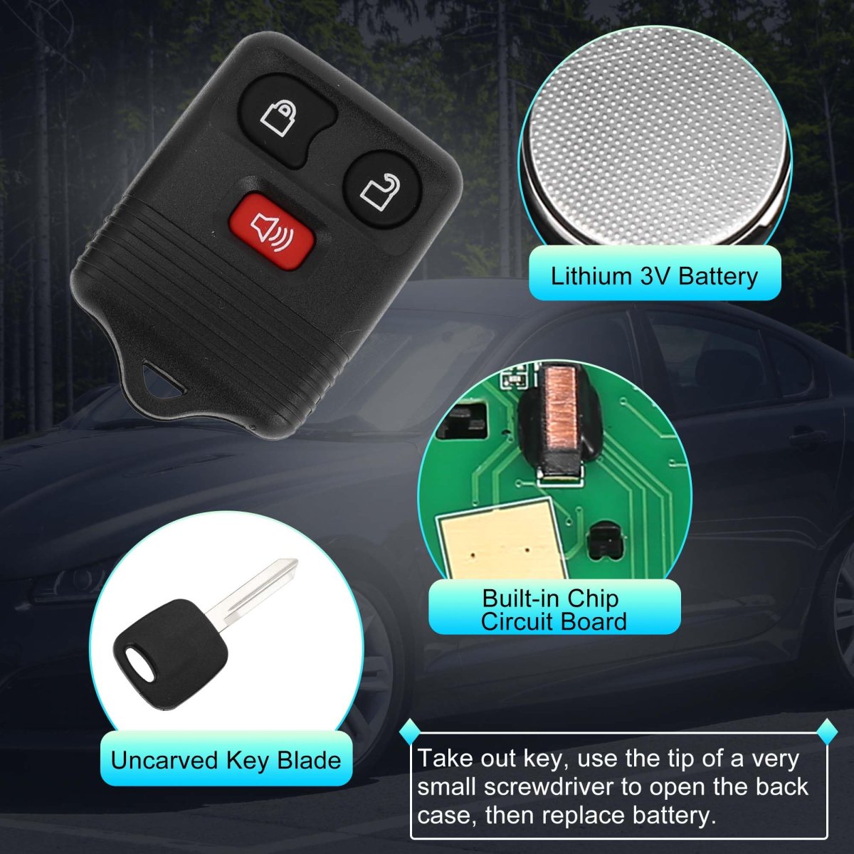 315mhz Cwtwb1u345 Keyless Entry Remote Ignition Transponder Key Fob Ford F-150 F-250 F-350 1998-2003 For Explorer 1998-2000 4c