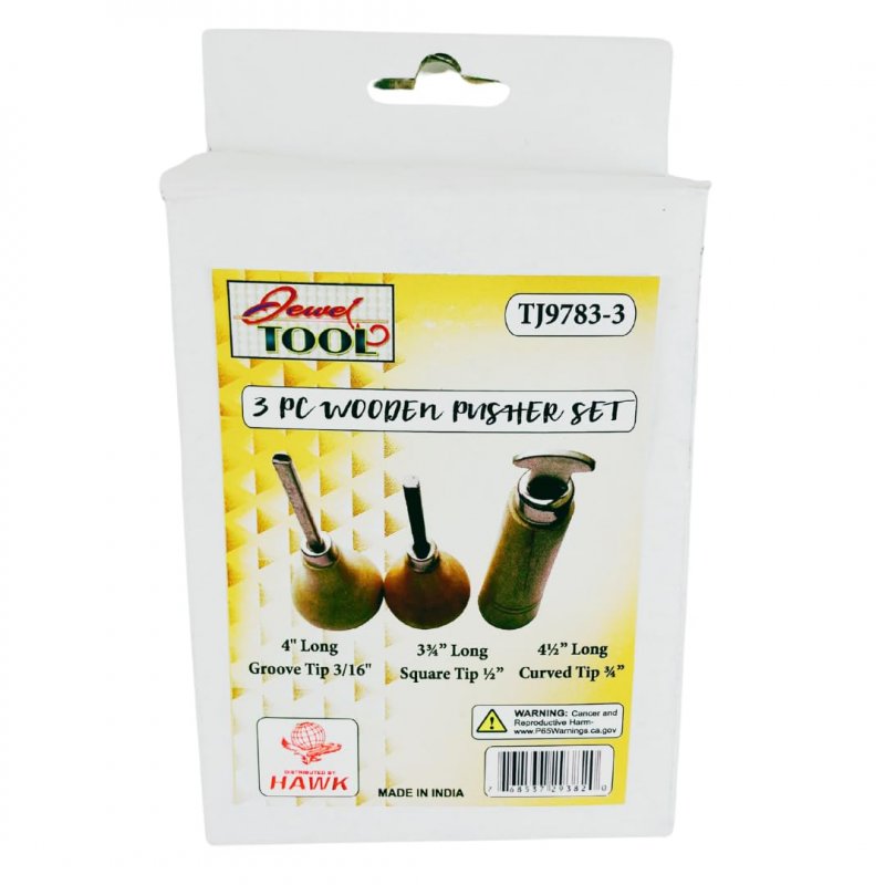 Jewel Tool 3 Pc Wooden Pusher Set Includes 4 75 Bezel Roller Square Prong 3 Groove Tip Ideal For Diy Beginners And