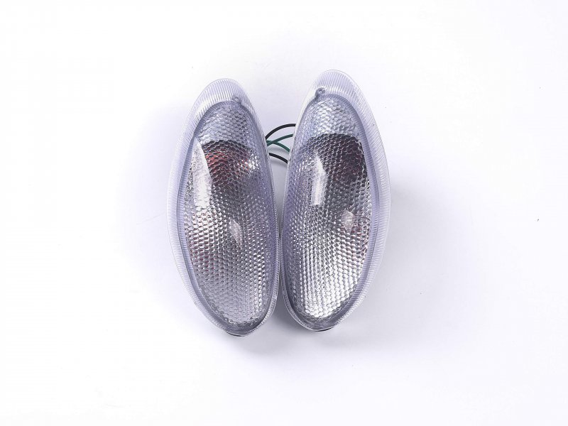 Motorcycle Front Turn Signals For Suzuki 98-06 Gsx750 Katana And Gsx600 White Checkered With Bulbs Waterproof 12v