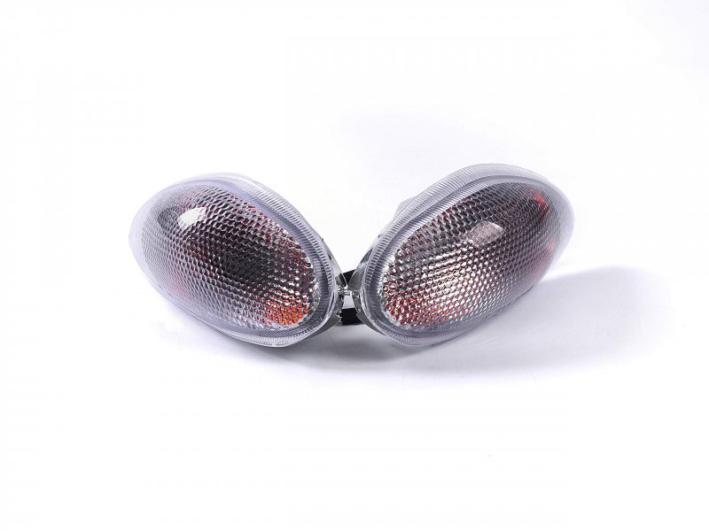 Motorcycle Front Turn Signals For Suzuki 98-06 Gsx750 Katana And Gsx600 White Checkered With Bulbs Waterproof 12v