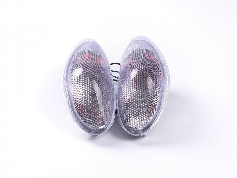 Motorcycle Front Turn Signals For Suzuki 98-06 Gsx750 Katana And Gsx600 White Checkered With Bulbs Waterproof 12v