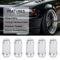 5pcs Car Silver Tone M14x2 0 Wheel Lug Nuts Bulge Acorn Cone Seat Closed End 1 9inch Long 3 4 Hex