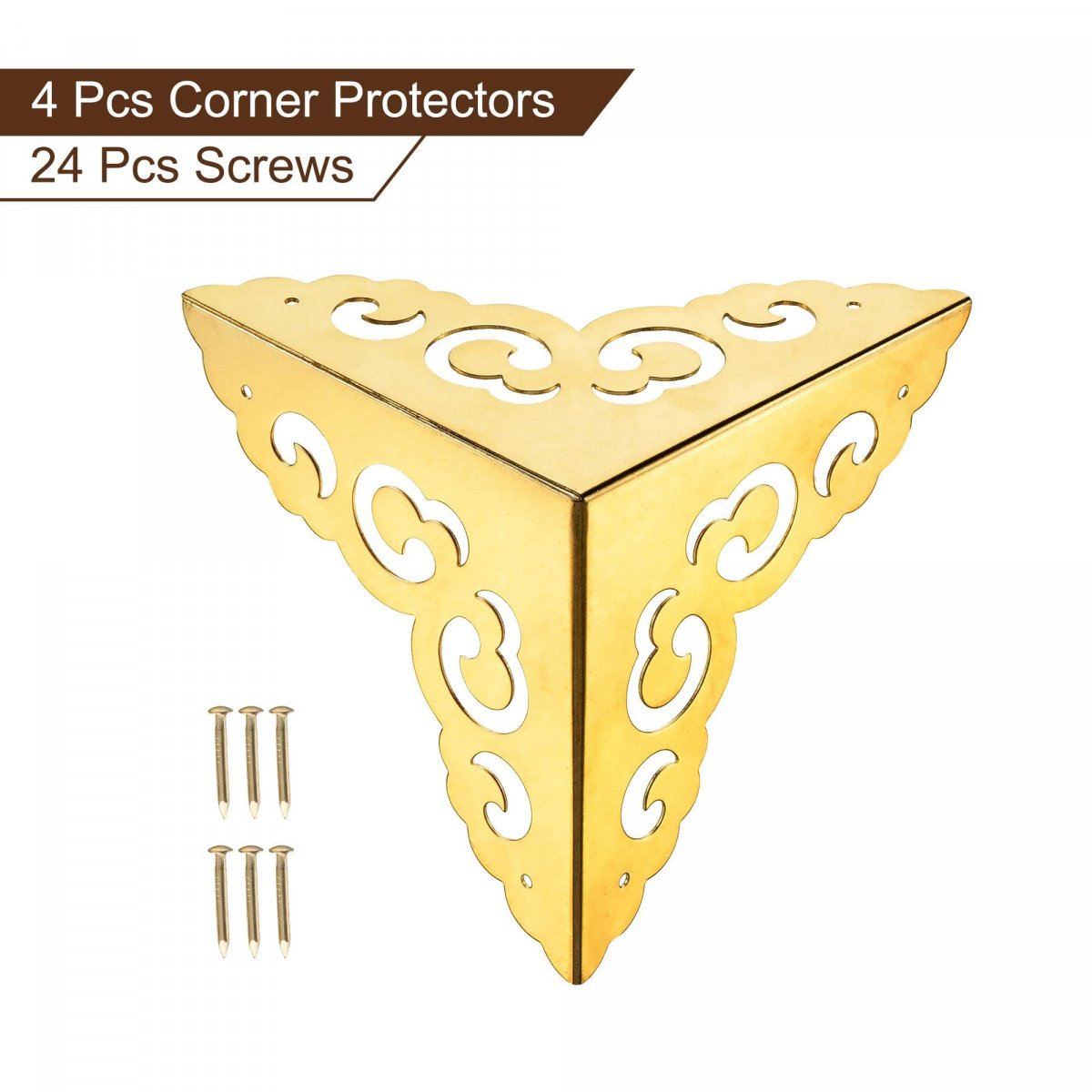 80x80x80mm Metal Box Corner Protectors Edge Guard Brass Tone 4pcs